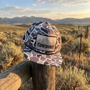 Cowpoke Camo Rope Hat for Women, Western Trucker Cap, Duck Camo Patch Hat, Country Girl Baseball Cap, Ranch Cowgirl Outfit Accessory, Outdoor Hunting Hat, Western Fashion Gift for Her, Adjustable Snapback Cap