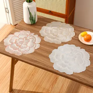 Floral Pattern Insulation Pad, 2 Pieces Set, Heat Resistant Non-Slip Table Mat, Waterproof Kitchen Mat, Ideal for Home, Restaurant, Wedding Party, Household Placemat, Kitchen Decorative Placemat