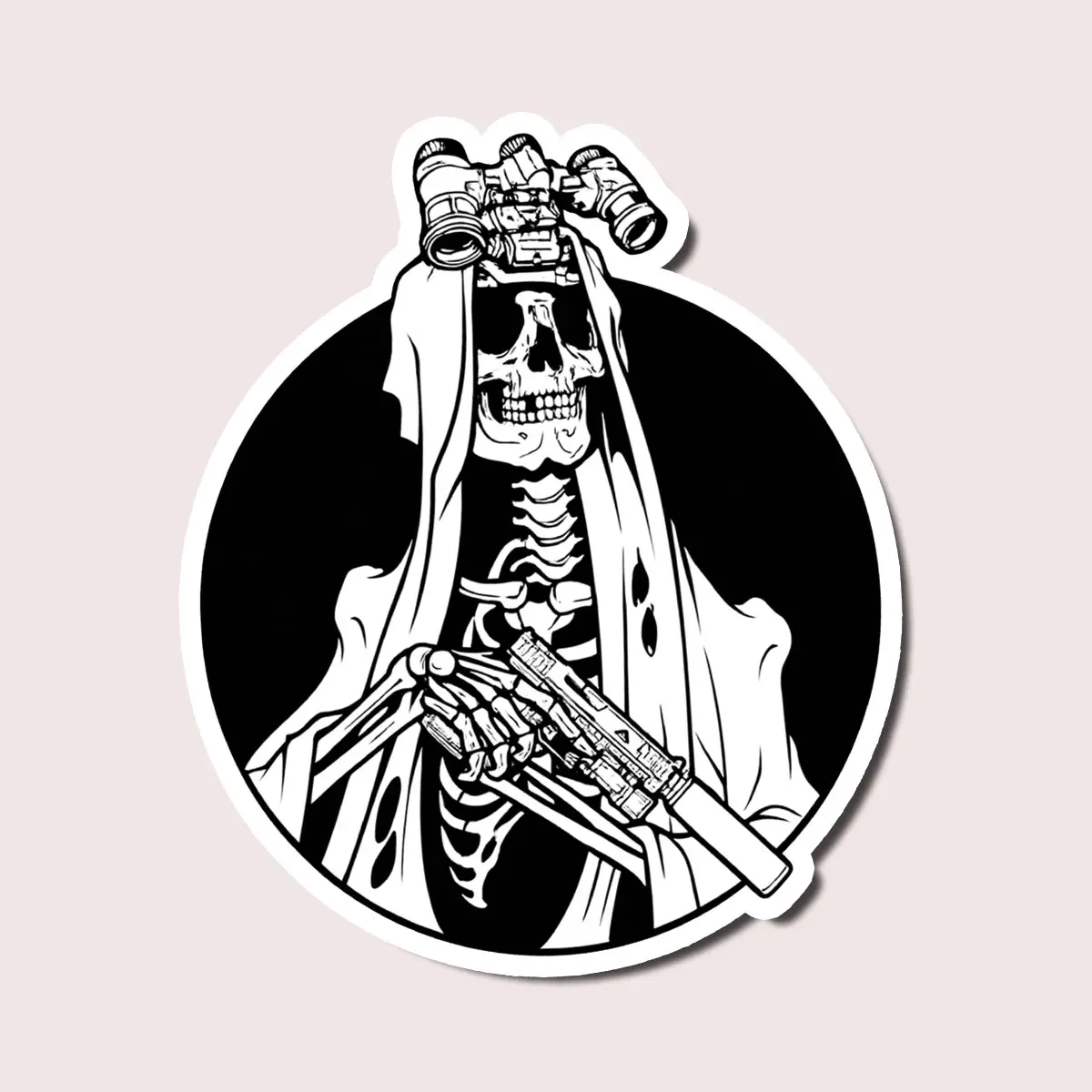 Skeleton Warrior Gothic Sticker, Dark Aesthetic Vinyl Decal For Laptop, Car, Skateboard, Cool Alternative Gift For Horror Fans