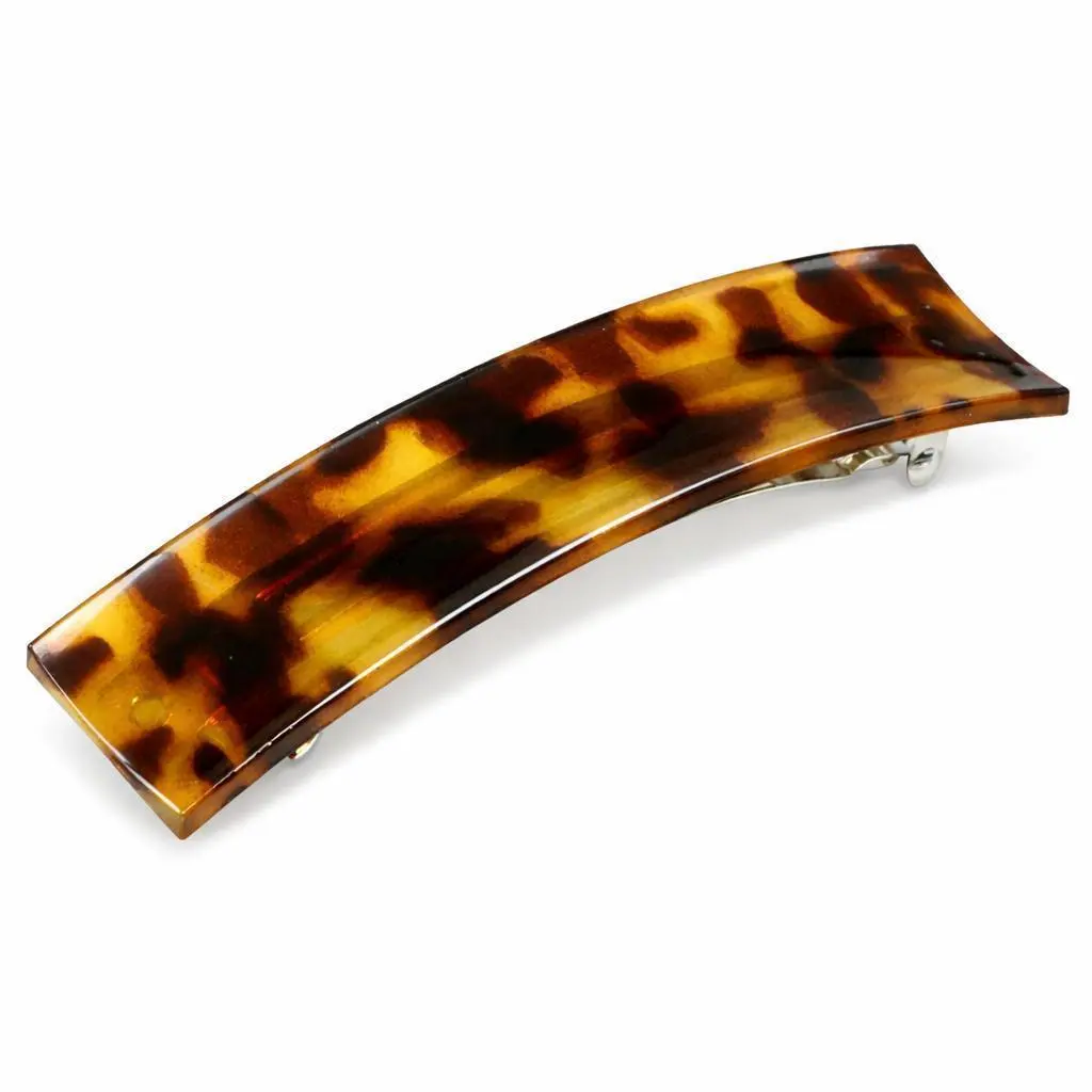Parcelona French Large Rectangular Barrette 4" Pony Hair Clip for Women & Girls