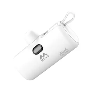 【B3】MIRO Power Bank – 5000mAh Compact Portable Charger, 22.5W Fast Charge, Dual Interface (Type-C & Lightning), White Capsule Design – Travel, Daily Use, Outdoor Adventures, Convenient Charging, Ideal Gift for Tech Enthusiasts & Frequent Travelers