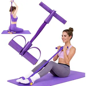 Resistance Bands with Handles, 8-Tube Foot Pedal, Natural Rubber Ankle Puller for Sit-ups & Full Body, Portable Home Gym Strength for Legs, Arms & Core