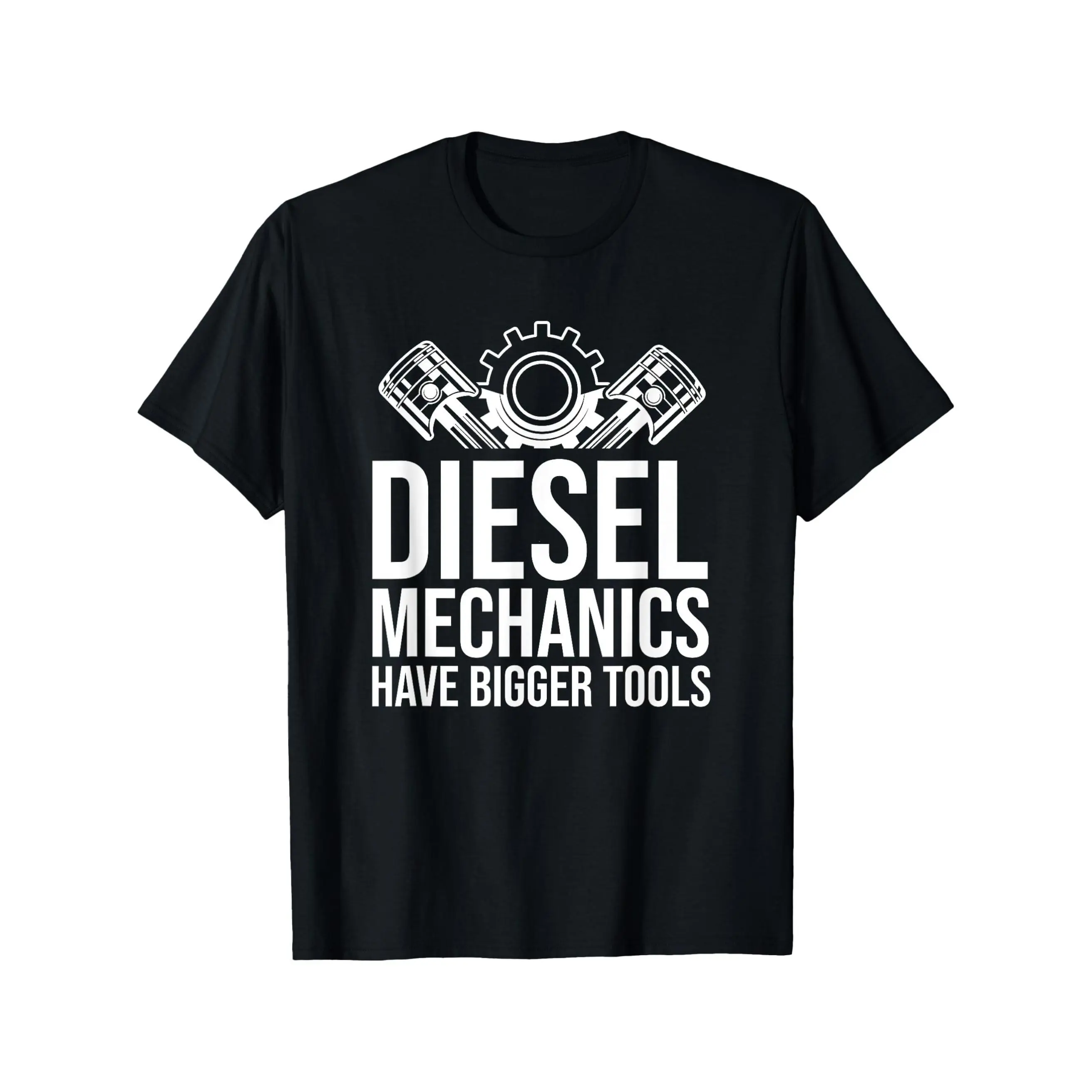 Women's 180g 100% Cotton Short-Sleeve Round-Neck Printed T-Shirt, 1-Side "DIESEL MECHANICS HAVE BIGGER TOOLS" Design for Everyday Wear