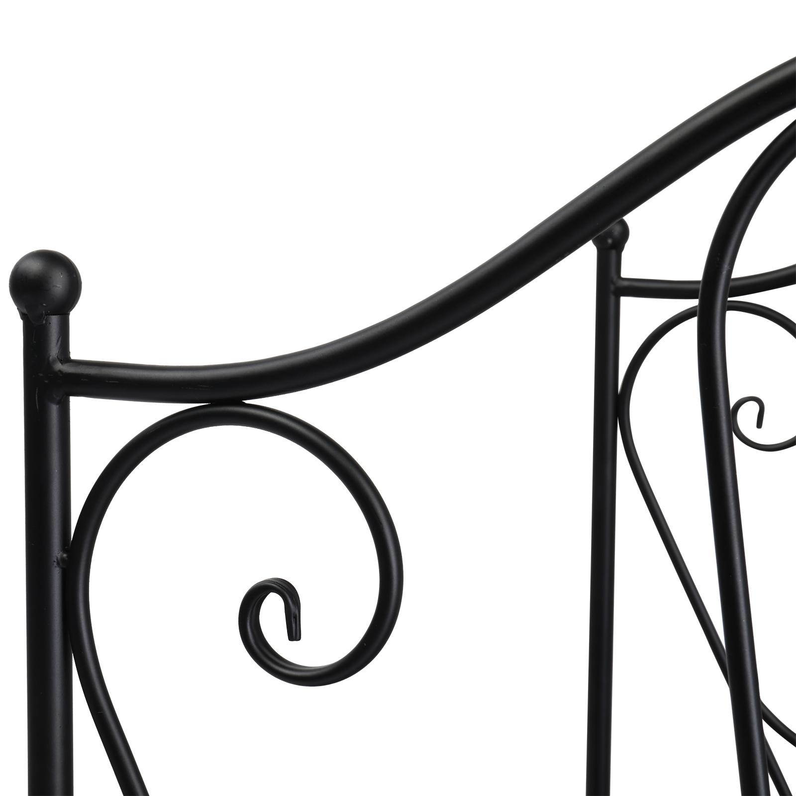 119*67*71cm Courtyard With Bird Pattern Arched Handrail Courtyard Iron Bridge Black
