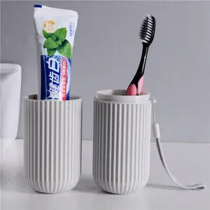Portable Travel Toothbrush Storage Box Case with Mouthwash Cup, Compact & Space-Saving, Hygienic Design for Business Trips, Easy Cleaning