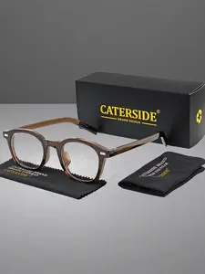 CATERSIDE One Pair With Packaging Personality Minimalist Punk Style Round Frame Prescription Glasses CP Temple Tips Monocoque Frame Retro Color Mix Versatile Unisex Beach Cycling Party Driving Gift Scene