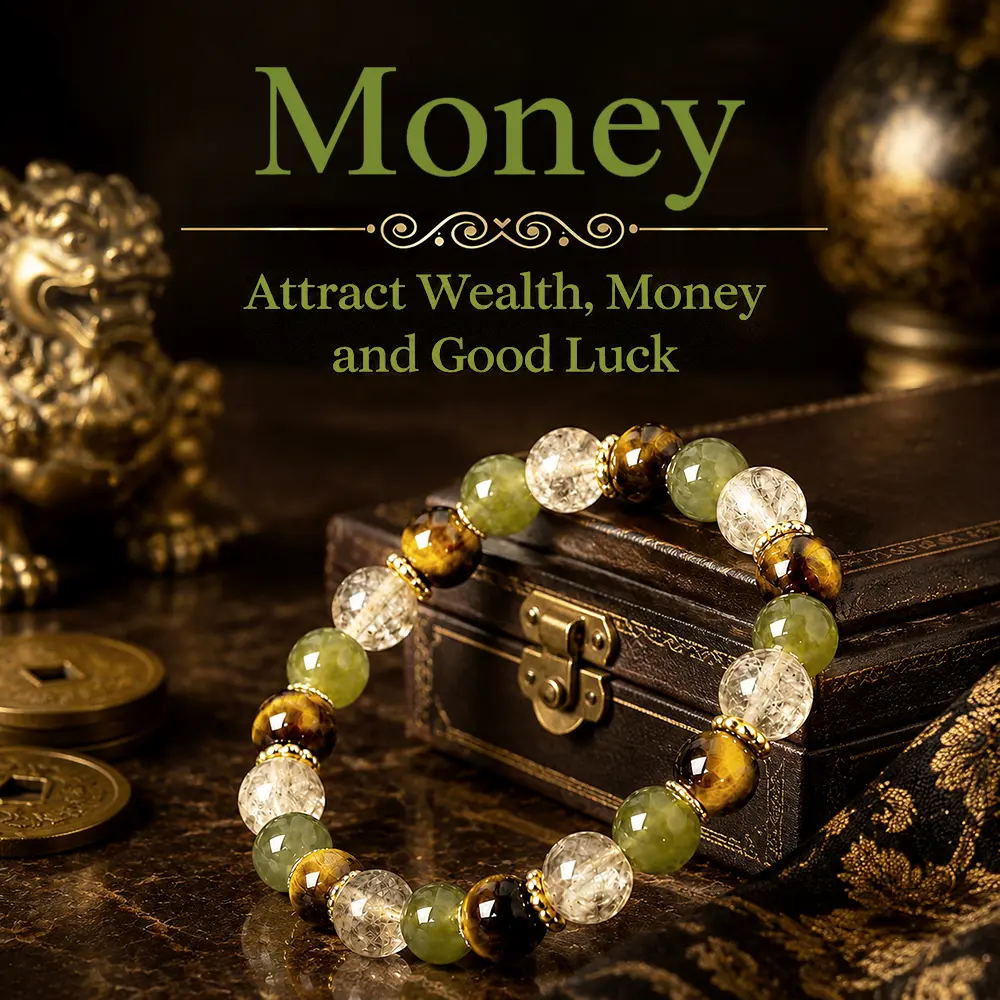 Tiger Eye & Obsidian Bracelet for Wealth & Luck – Money Attraction Bracelet, Crystal Healing Beaded Bracelet for Prosperity, Success, Abundance & Positive Energy