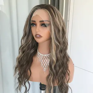 AISOM New Released Marissa Sunkissed Glow Long Water Wave Free Part Classical 13x4 Lace Front Wig 20 Inches Heat Friendly Synthetic Lace Wig For Women