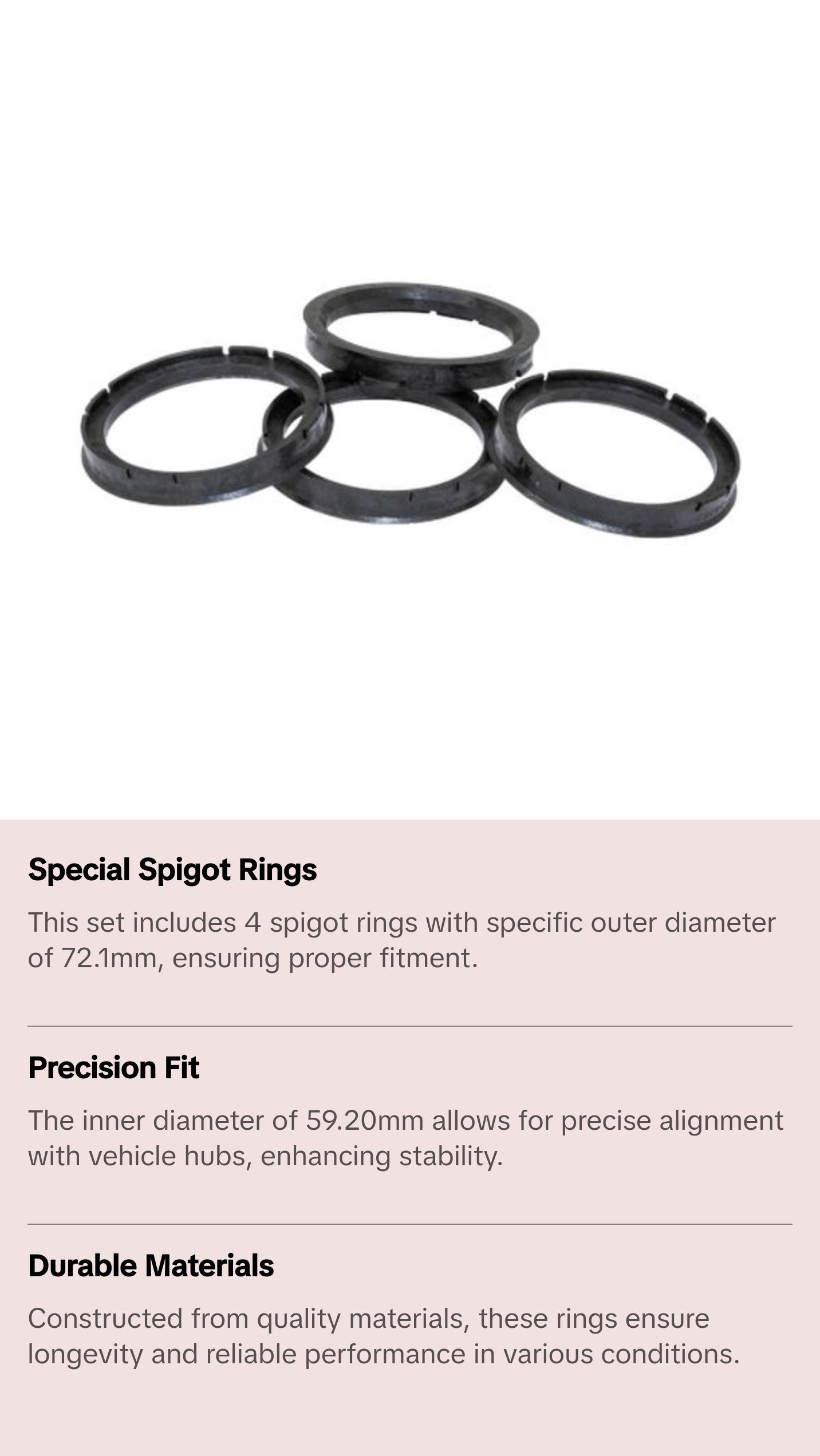 Gorilla Automotive - SPIGOT RING SET 72.1 OD-59.20 ID (4PK)
