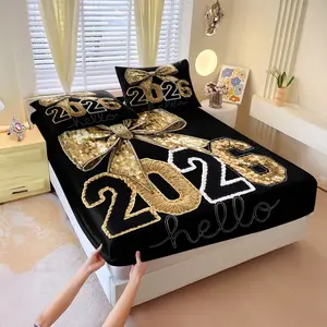 2026 New Year-themed Bedding Set, Featuring a Soft and Comfortable Duvet Cover Set Perfect for the Holiday Season. it Creates an Elegant and Ceremonial Ambiance in Your Bedroom, Suitable for All Seasons.