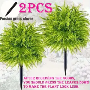 1/2 piece - Artificial Boston Fern with Floor Stand, UV-resistant Oxalis Shrub, suitable for indoor/outdoor decoration in summer and autumn, for home, hotel, garden, wedding, and vacation settings, floor display, outdoor artificial plants