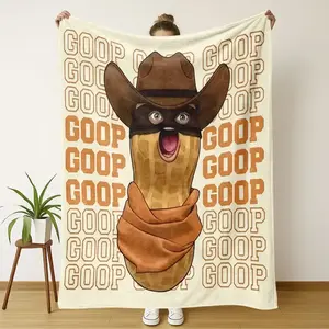 Goop Goop Cowboy Peanut Viral Meme Print Flannel Blanket Cooling Blanket Homegoods Soft Cozy For Bedroom Living Room Sofa For Meme Fans Western Lovers Perfect Gift