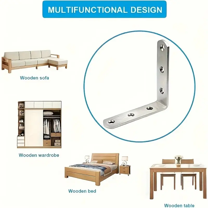 Set of 70 L-Type Brackets, 5x5 Inch, with Screws, Metal Right Angle Supports for Wooden Shelves, Silver Color, Corner Installation