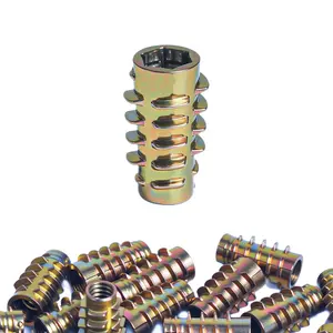 801420-20 Threaded Insert for Soft ,Hex-Flush, 1/4"-20 Internal Threads, 0.789" Length,Zinc(25 PCS)