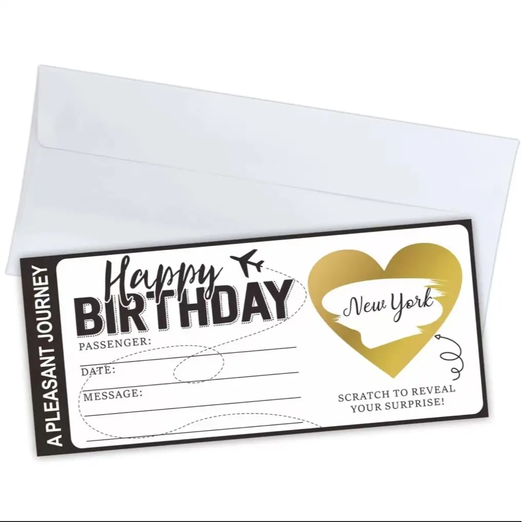 15pcs Surprise Scratch-Off Boarding Passes, Perfect Gift for Birthdays Weddings, Vacation Scratch Cards, Travel Coupons, Heart-Shaped Scratch Papers, Plane, Envelope