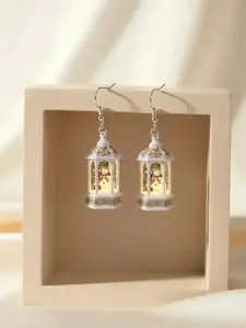 Christmas Snowman Lantern Earrings Acrylic Christmas Ball Ear Decorations Cute Geometric Design Simple Unique Drop Earrings