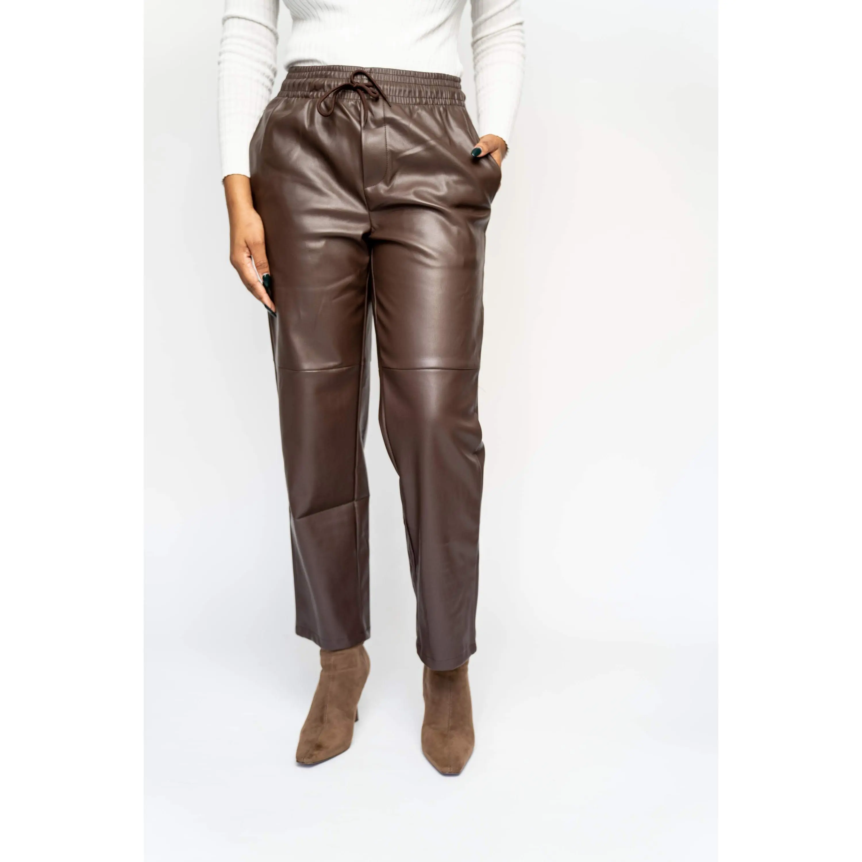 Boot Cut Faux Leather Joggers