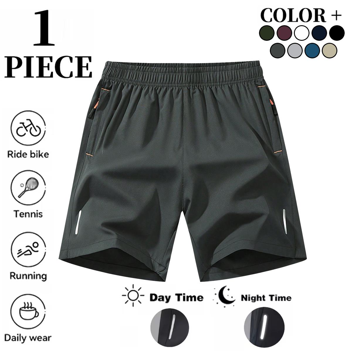 Men's Lightweight Reflective Running Shorts Quick Dry Athletic Shorts for Men, Breathable Gym Workout Sports Shorts with Reflective Stripes, Fitness Shorts for Night Running