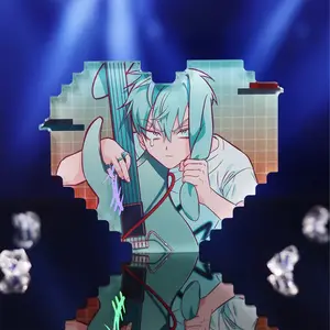 Alien Stage Rabbit Series Pixel Heart Acrylic Refrigerator Sticker Blind Box