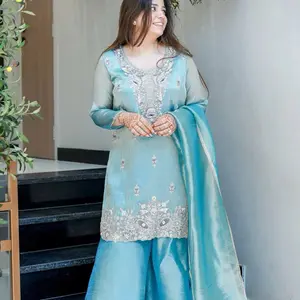Sky blue Pakistani 3 piece suit super comfortable dress
