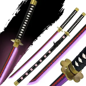 【Combo Pack】DKD Shusui Cosplay Toy Samurai Blade, Cool Purple LED Light Effect - 40-inch Rechargeable - Anime-Inspired Prop with Belt Display Stand and Fun Rotator, a Must-Have for Anime Fans, Perfect Easter Gift