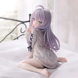 Wandering Witch Elaina Sweater Sitting Pose Figure, PC Case & Desktop Ornament, Anime Beautiful Girl 2D Figurine