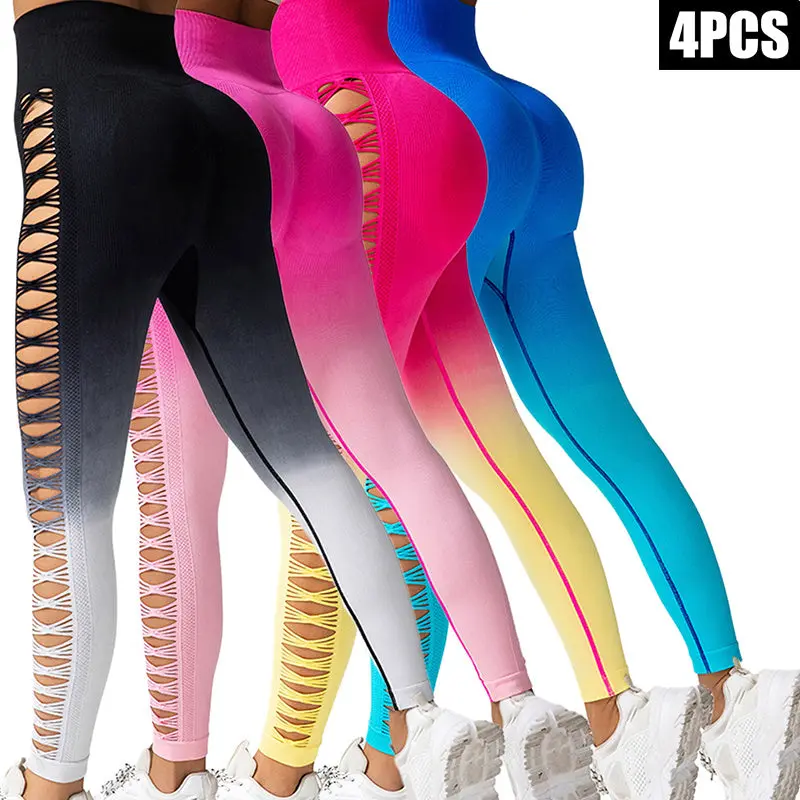 4-Pack Gradient Cutout Leggings – Butt Lift