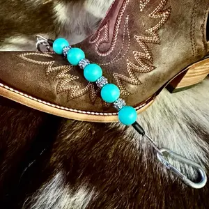 Teal & Rhinestone Beaded Curb Chain