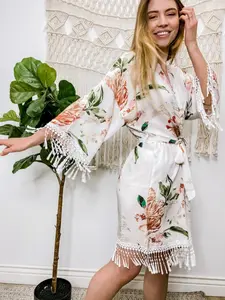 Bridesmaid Robes Floral - Soft Cotton Kimono Robe