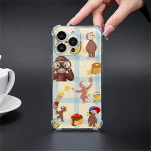 Clear Shockproof Phone Case for iPhone 17 16 15 14 13 12 11 Pro Max 17air 14 15 16 Plus, Four-Corner Airbag Anti-Drop Protective Transparent Soft Phone Cases Cartoon Cute Food Fruit Star Background