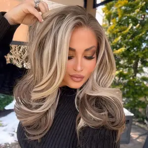 AISOM Christy Natural Wave Iced Blonde 13x4 Free Part Lace Front Wig 18" with Scandinavian Hairline Heat Friendly Synthetic Wig Low Density Women's Wig