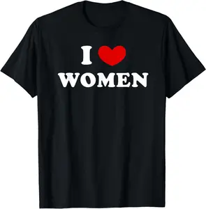 Women's 100% Cotton Garment, Short-Sleeve T-Shirt - Casual, Well-Fit Lady Top with "I Love Women" Graphic for Tropical Beach Use