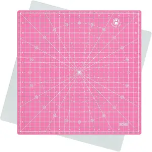 12"x12" Rotating Cutting Mat, Self Healing Mat with 360-Degree Rotation & Anti-Slip Base, Sewing Board Cutting Mat Perfect for Fabric Quilting Leather Hobby Project，Pink