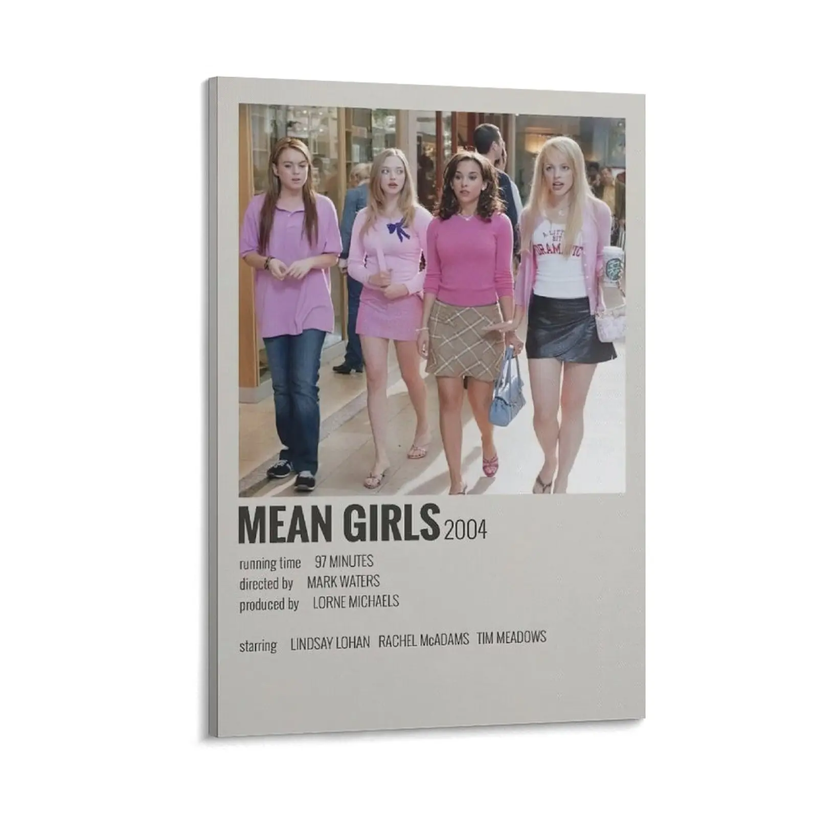 90s Mean Girls Movie Poster. Aesthetic Canvas  Poster.  for Wall Art Decor. Ideal for Room Decoration. Poster Canvas Wall Art For Bedroom Decor Bar Office Room Decor Gift