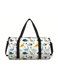 Dinosaur pattern printed large capacity travel duffel bag, portable storage bag Weekend Bag