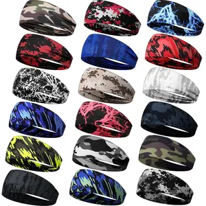 Unisex Sports Sweatband Camouflage Headband Non-Slip Breathable Fitness Headband Suitable for Yoga, Running, Cycling, and Ball Sports