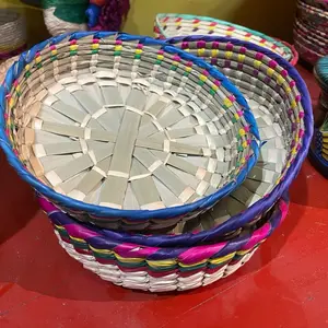 Set of 3 Tortilla Basket - Colorful Woven Basket for Snacks and Desserts