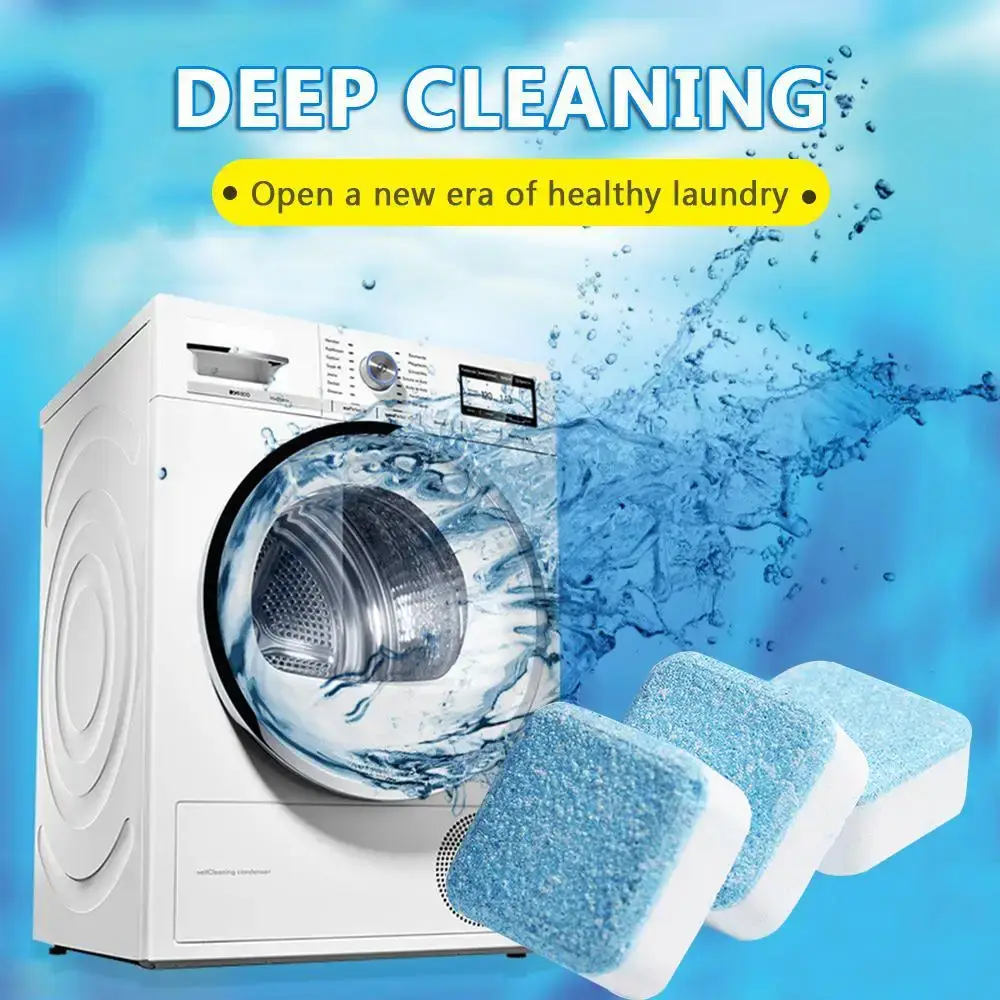 Washing Machine Cleaner Descaler 12 Pack - Deep Cleaning Tablets For HE Front Loader & Top Load Washer, Clean Inside Drum and Laundry Tub Seal - 12 Mo