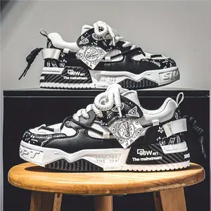 Men's Paisley Trendy Low Top Platform Skate Shoes With Double Shoelace, Non Slip Comfy Casual Shoes For All Seasons