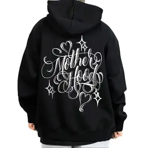 Women's Chicano Art Hoodie - Mother Hood Chola-Cholo Streetwear Top, Full Size, Full Color, Fabric Options, Menswear-Inspired, Short-Sleeve T-Shirt Variant