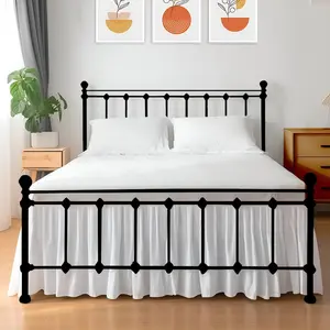 Ruffled Bed Skirt with Split Corners, Gathered Style, 100% Microfiber, 16-Inch Drop, Dust Ruffle Bedskirt with Platform, Queen, White