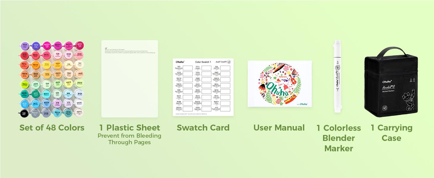 Ohuhu Alcohol Markers: Brush & Chisel / Fine Tips - 48-Color - Alcohol-based Art Sketch Marker Set for Artist Adults Coloring Illustration - Refillable - AP Certificated - New Look - Honolulu 2 & 2B Series of Ohuhu