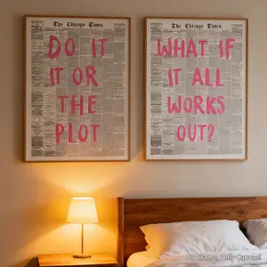 "Do It All For The Plot" Duo Canvas Set - 2 unframed Artistic motivational posters inspiring bold choices & epic living. Modern typographic wall art for bedroom, office, or creative space. A powerful gift set for story-driven dreamers.
