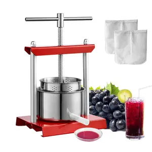 【Summervibes】VEVOR Fruit Wine Press,  , 0.88 Gallon/3.36L, 2 Stainless Steel Barrels, Manual Juice Maker, Cider Apple Grape Tincture Vegetables Honey Olive Oil Making Press with T-Handle for Outdoor, Kitchen and Home