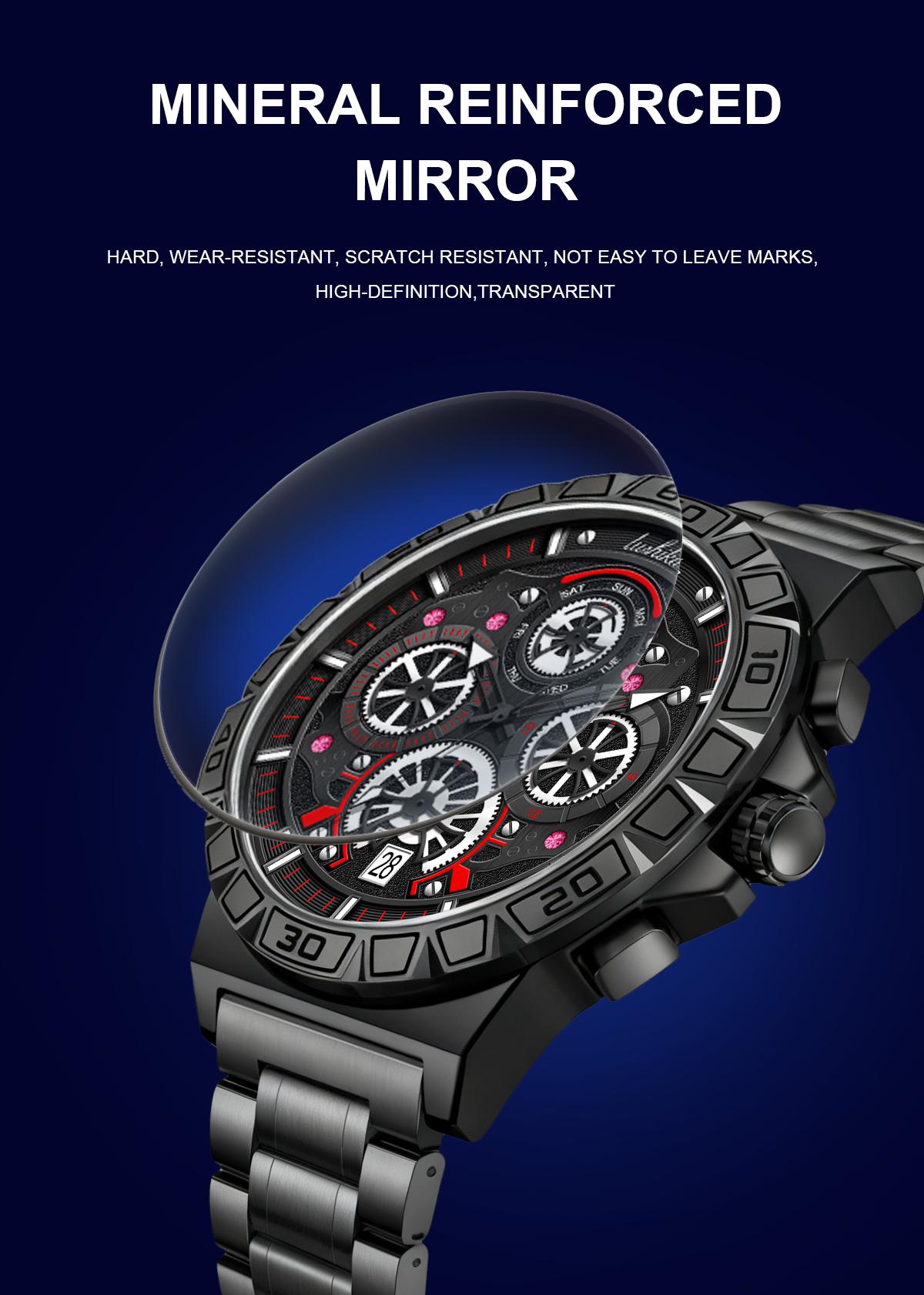 Lushika Men's Luxury Quartz Watch, High-End Movement,Date Function, Stainless Steel Strap, Waterproof LuminousLarge Dial, Versatile Casual & Business Style, Ideal forDaily & Official Wear, Top Gift for Men