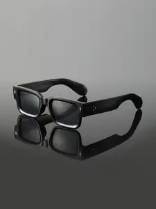 Men's PC Square Frame Glasses, Punk Style Decorative Lens, Fashion Casual Eyewear for All Seasons, Streetwear Party Festival Travel