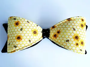 Black Yellow Bee Honey Fabric Bow