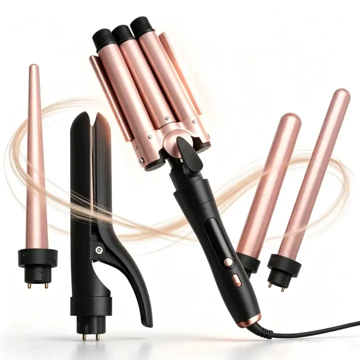 2025 Curling Wand Set – 3 Interchangeable Extra-Long Ceramic Barrels with Fast-Heat Tech for Frizz-Free Waves, Curls and Crimps on All Hair Types, Create Salon-Style Looks at Home with Adjustable Temperature and Professional Results