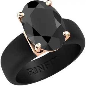 Silicone Ring – 12×8 mm Black Oval Cut CZ | Patented Design - GlowStone Collection