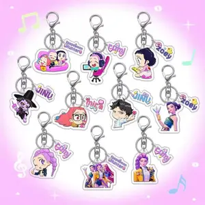 Hunter Girl Group Anime Style Kpop Acrylic Keychain Set, 2-Piece Backpack Pendant, Student Gift, Fashion Accessory